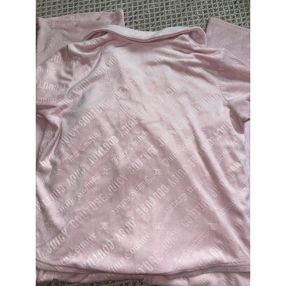 Juicy Couture Sleepwear Set Small Pink on Pink Embossed Monogram Top & Pants - Picture 9 of 10